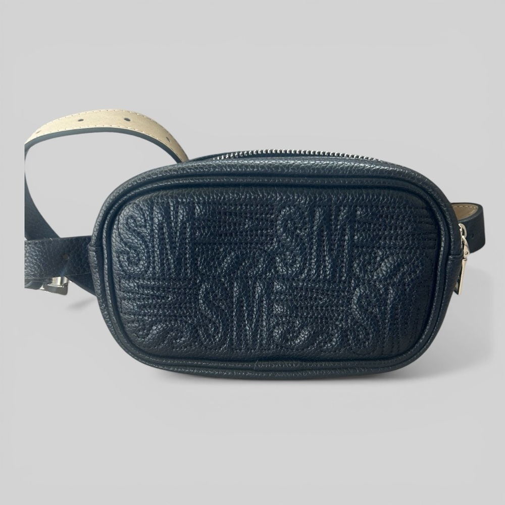 Steve Madden faux leather Black black belt bag waist pack retro moto grunge chic